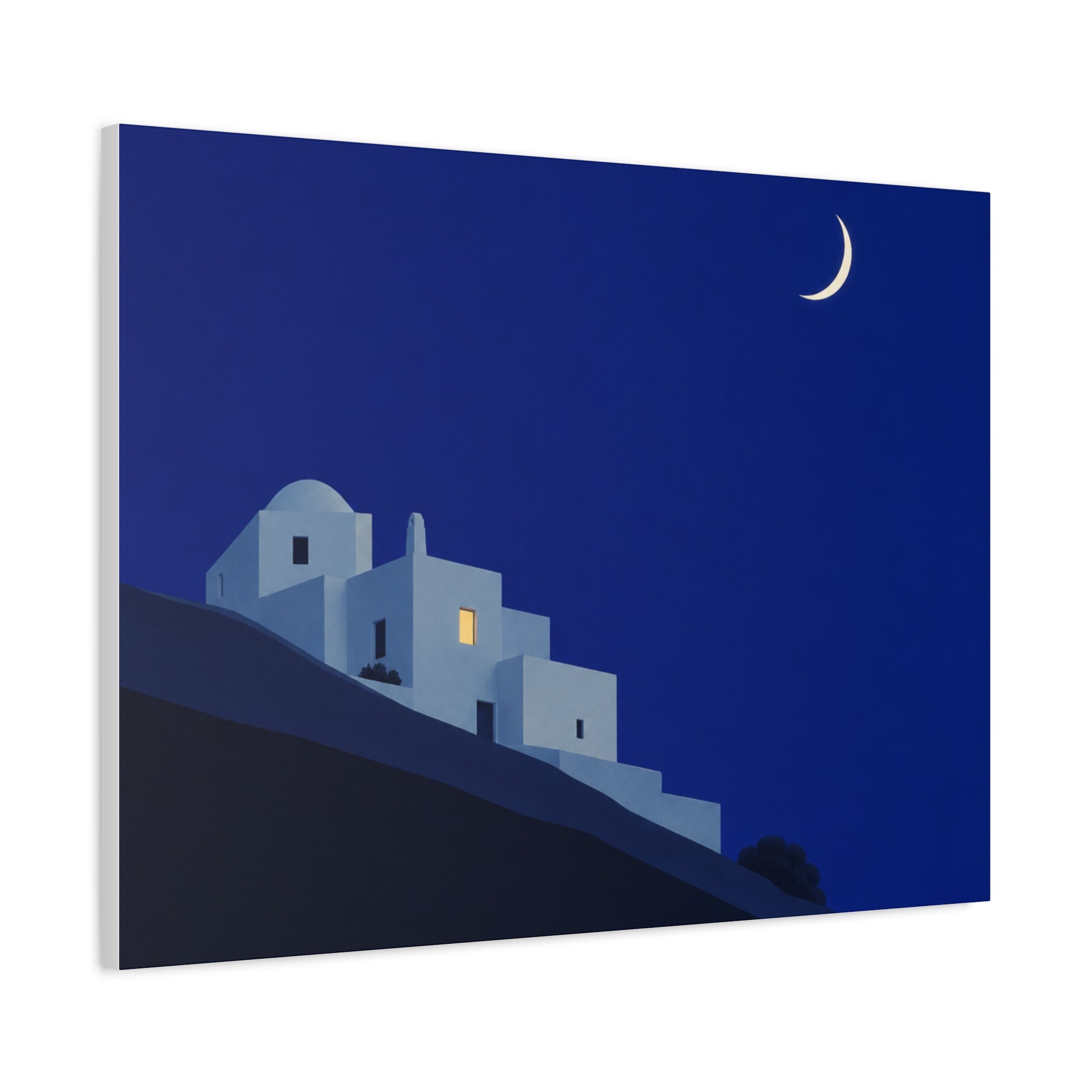 Hillside Village Under Moonlight