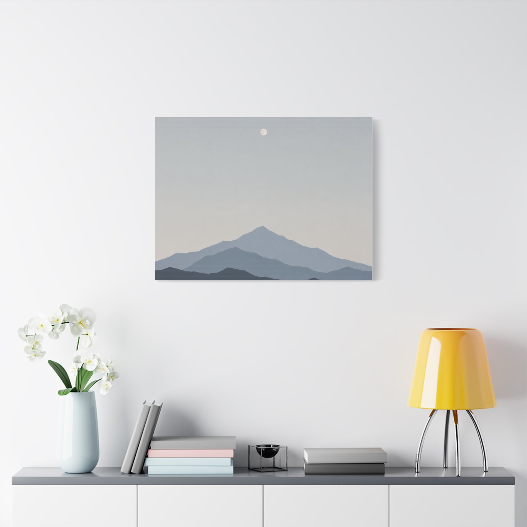 Mountain Dusk with Moon