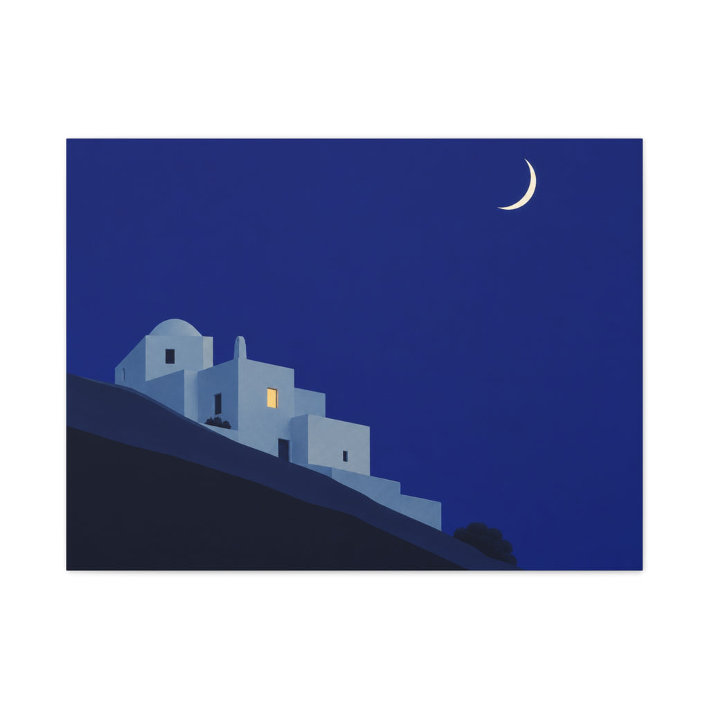 Hillside Village Under Moonlight