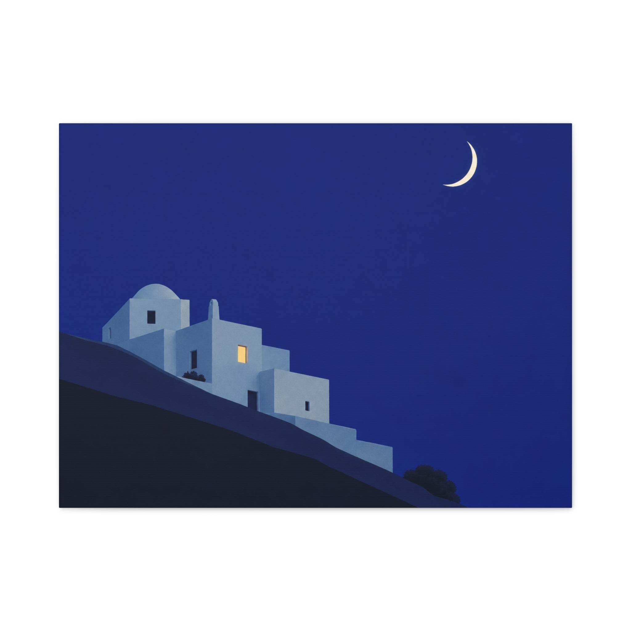 Hillside Village Under Moonlight