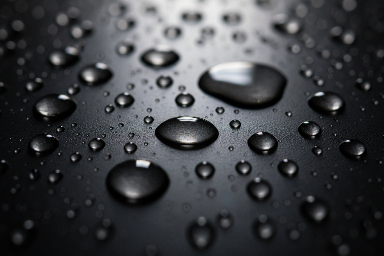 water drops on a dark surface